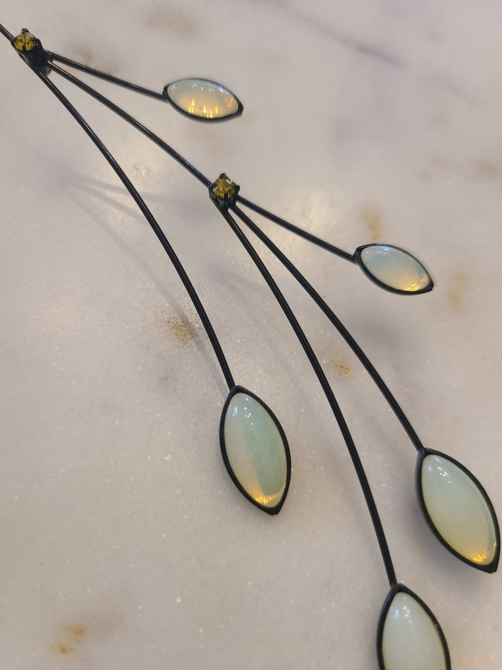 Opalescent Teardrop Branch Necklace — White/Opalescent - Picture 3 of 6